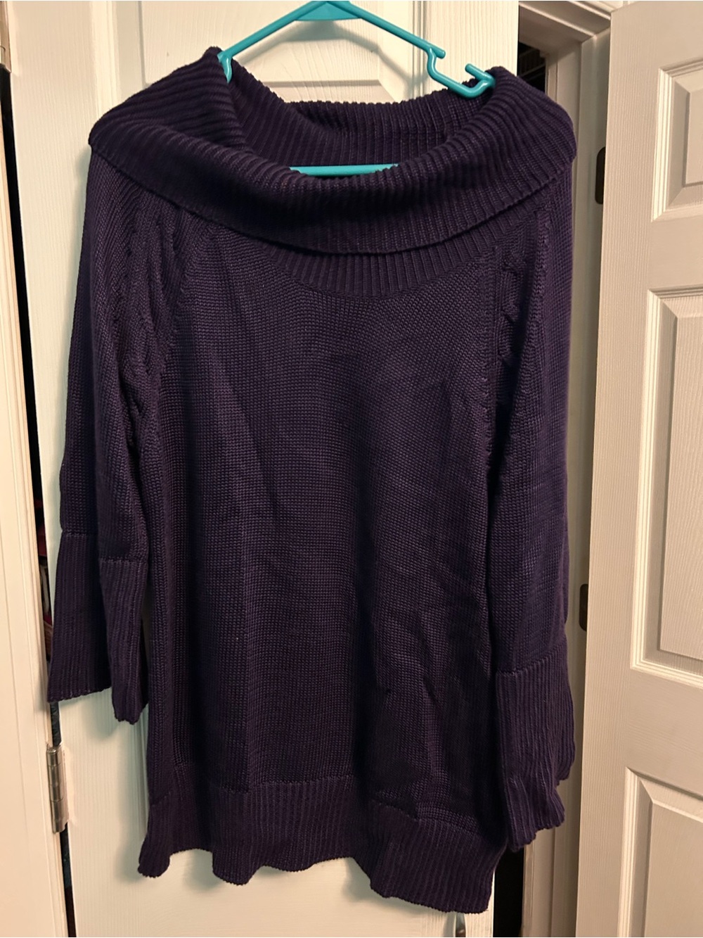Chico's Deep Purple Cowl Neck Knit Sweater
